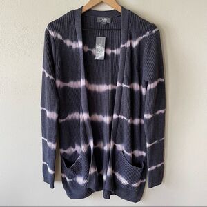 NWT Belldini Navy Blue Tie-Dye Oversized Open Cardigan - Size: Medium